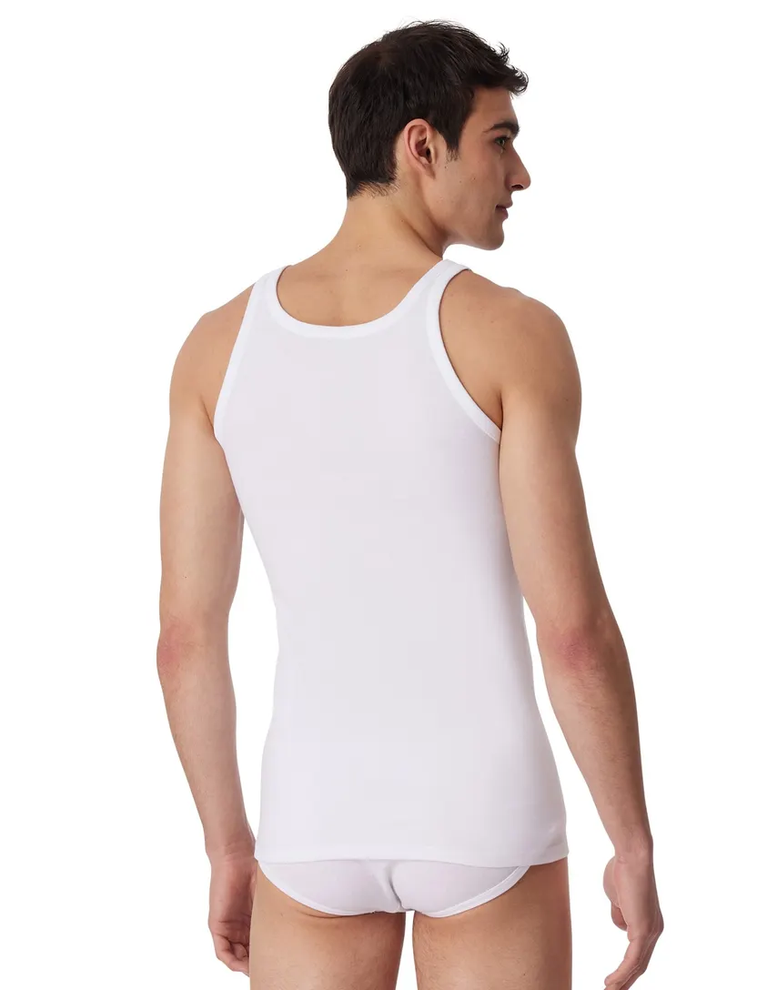 5=4 Schiesser Essentials Feinripp singlet wit 2-pack