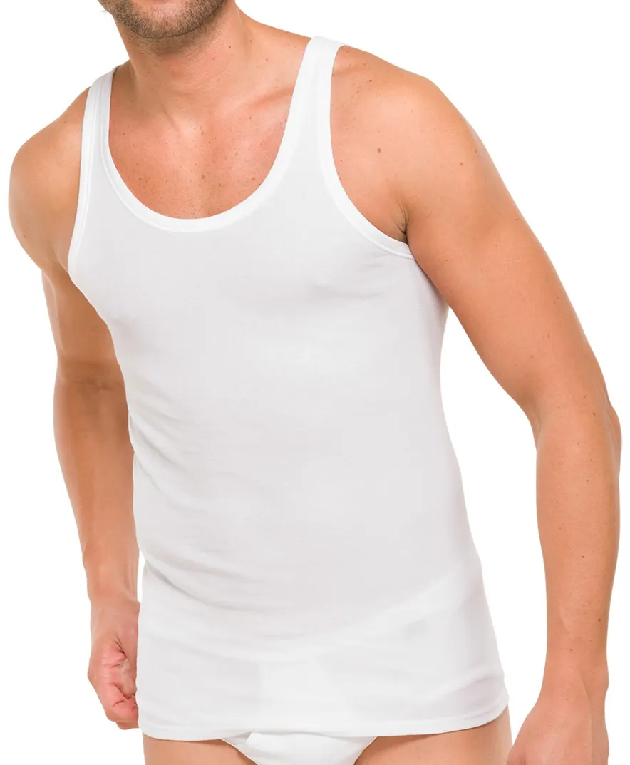 5=4 Schiesser Essentials Feinripp singlet wit 2-pack