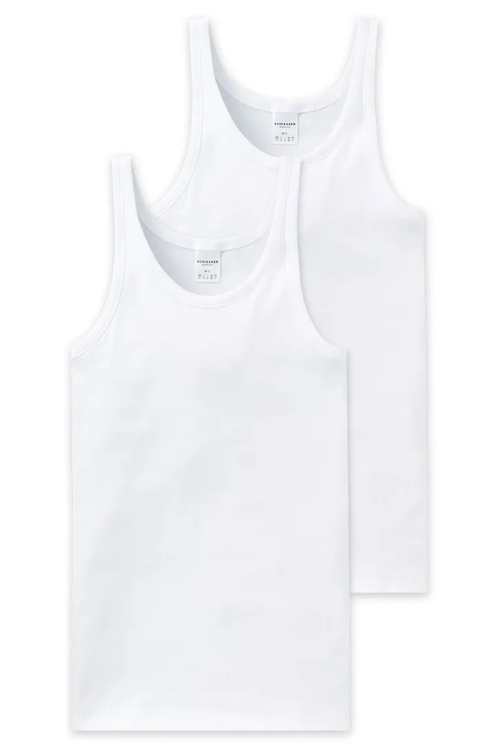 5=4 Schiesser Essentials Feinripp singlet wit 2-pack