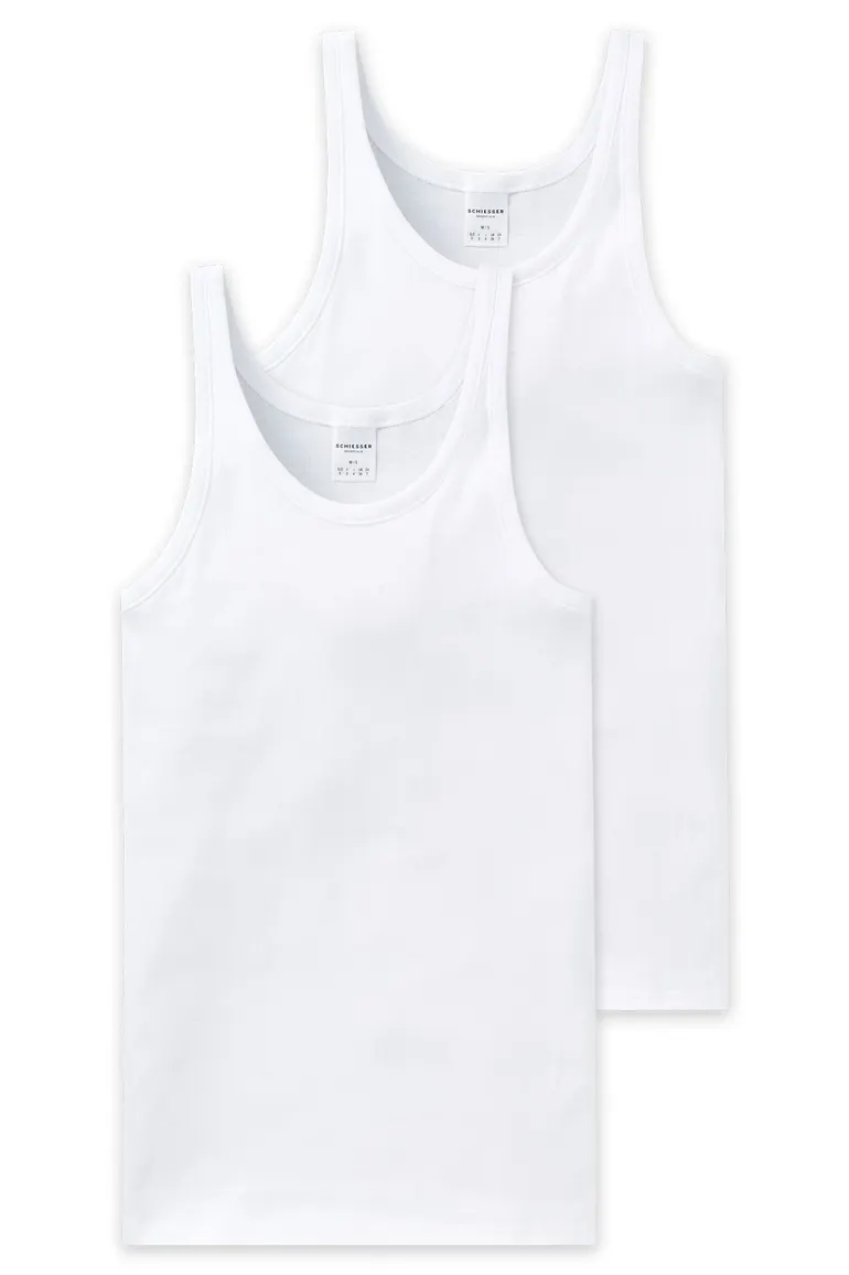 5=4 Schiesser Essentials Feinripp singlet wit 2-pack