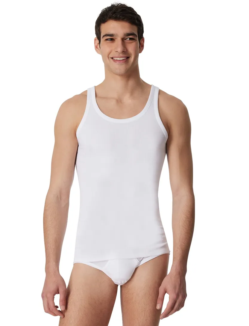 5=4 Schiesser Essentials Feinripp singlet wit 2-pack