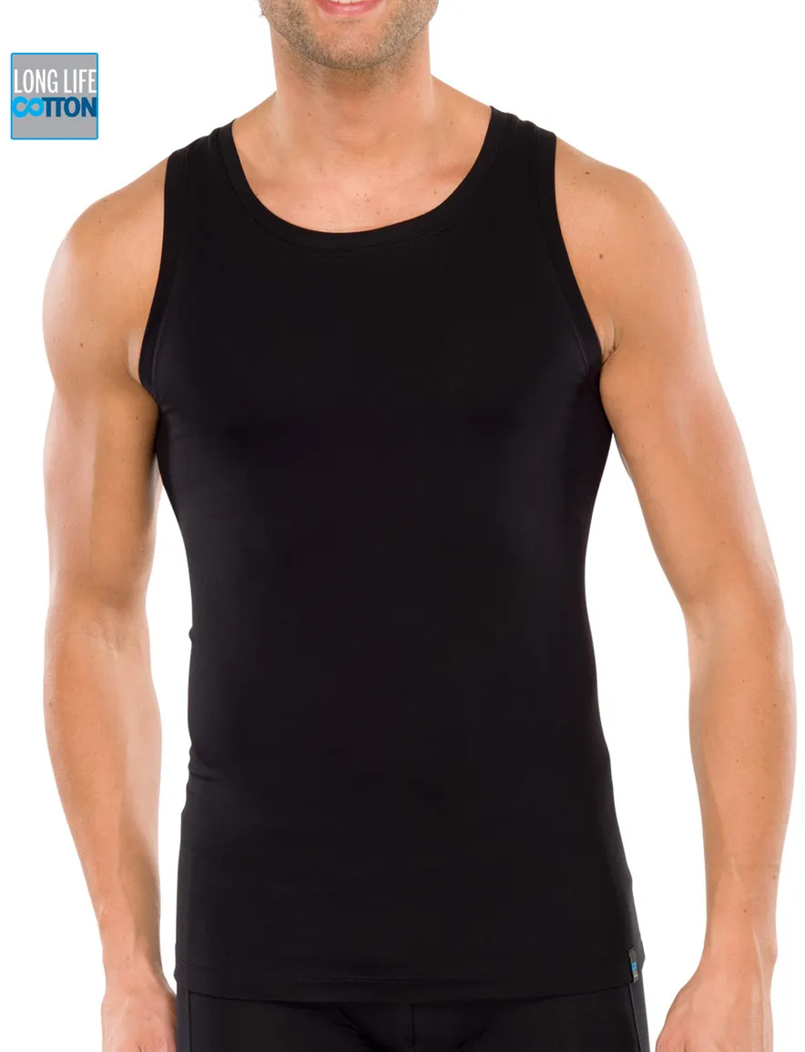 5=4 Schiesser long life cotton singlet zwart