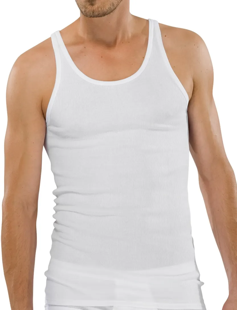 5=4 Schiesser Doppelripp singlet wit 2-pack