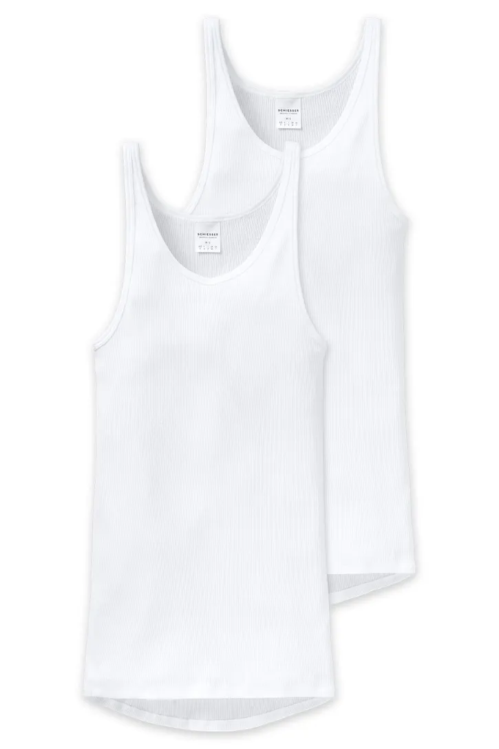 5=4 Schiesser Doppelripp singlet wit 2-pack