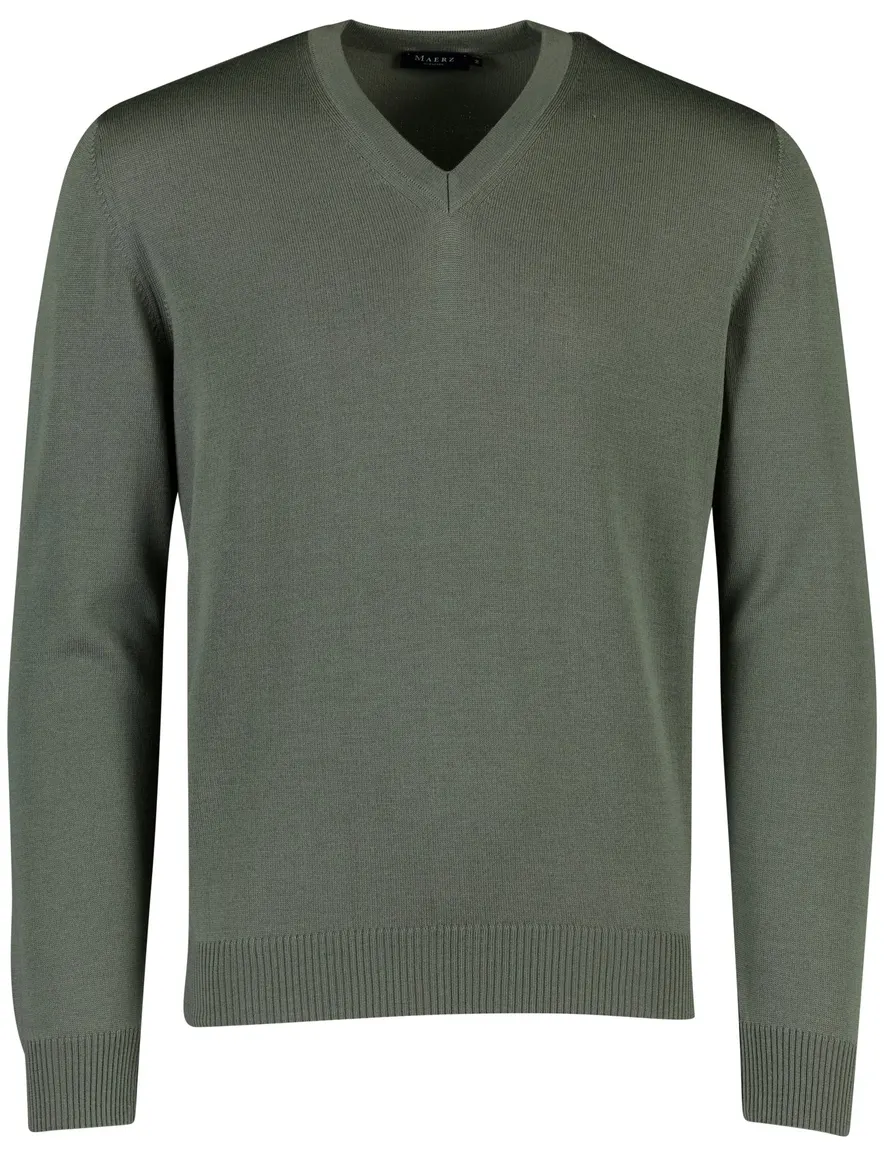 Maerz pullover v-hals groen wol