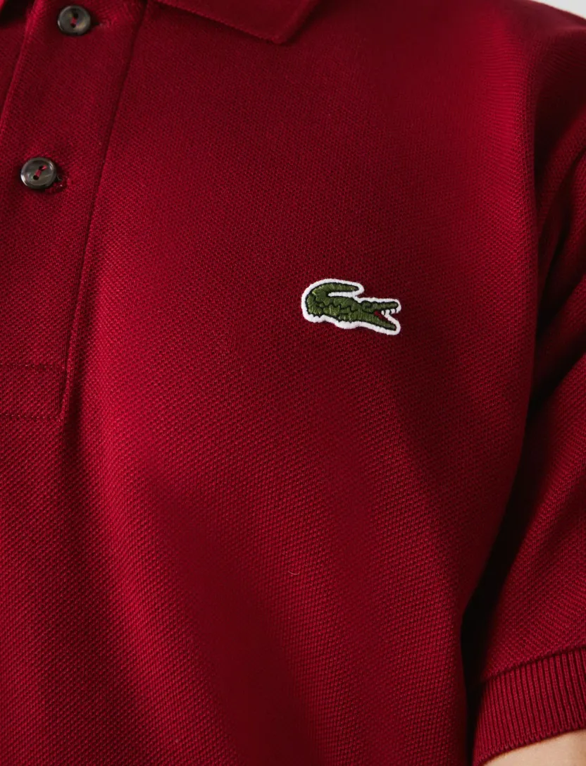 Lacoste polo rood effen katoen wijde fit