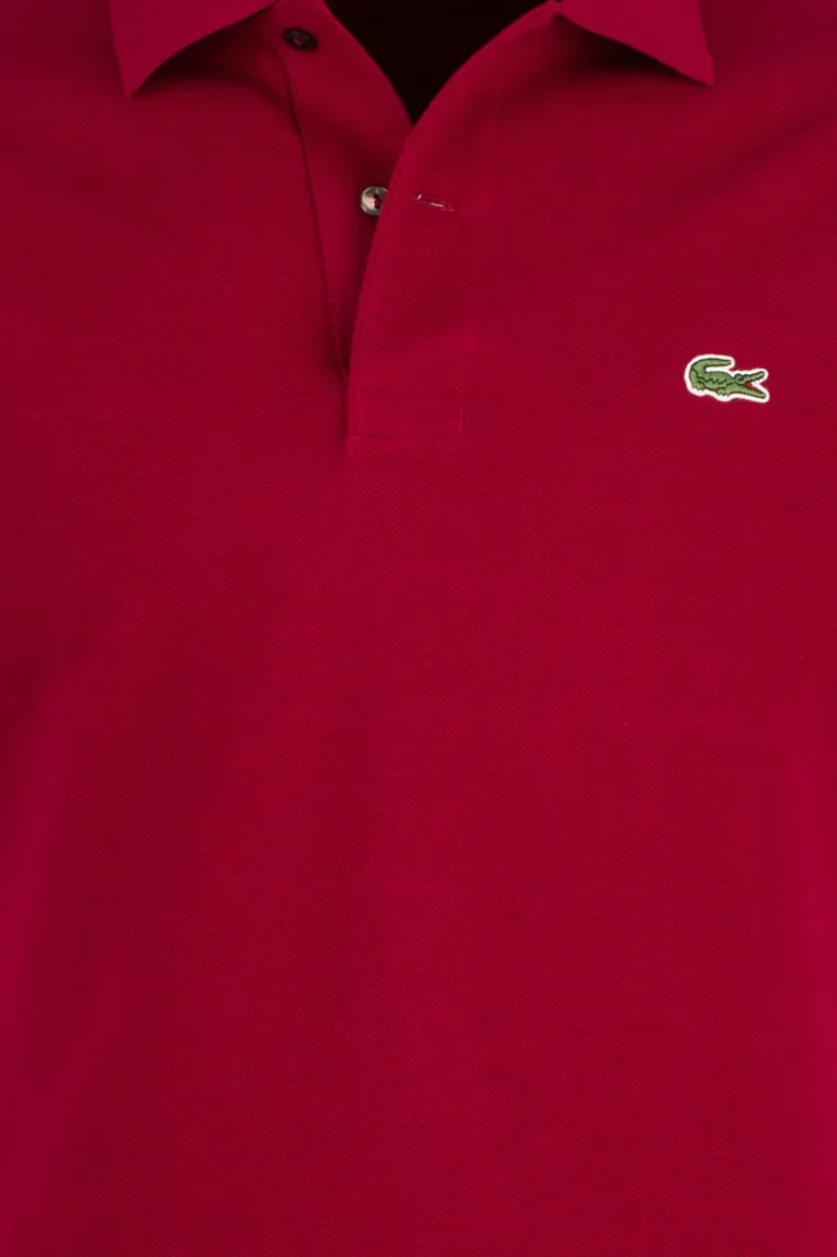 polo Lacoste rood effen katoen wijde fit