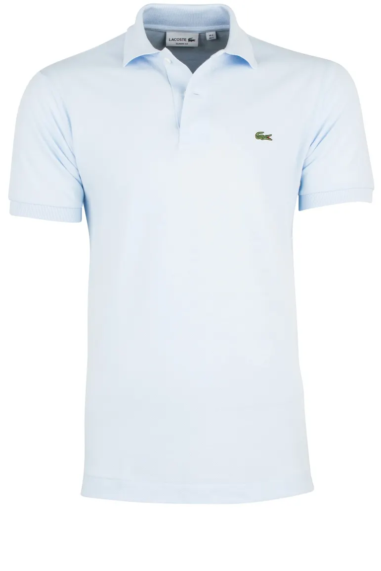 polo Lacoste lichtblauw effen katoen wijde fit