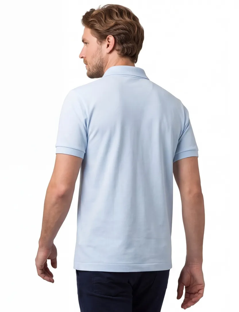 Lacoste polo lichtblauw effen katoen wijde fit