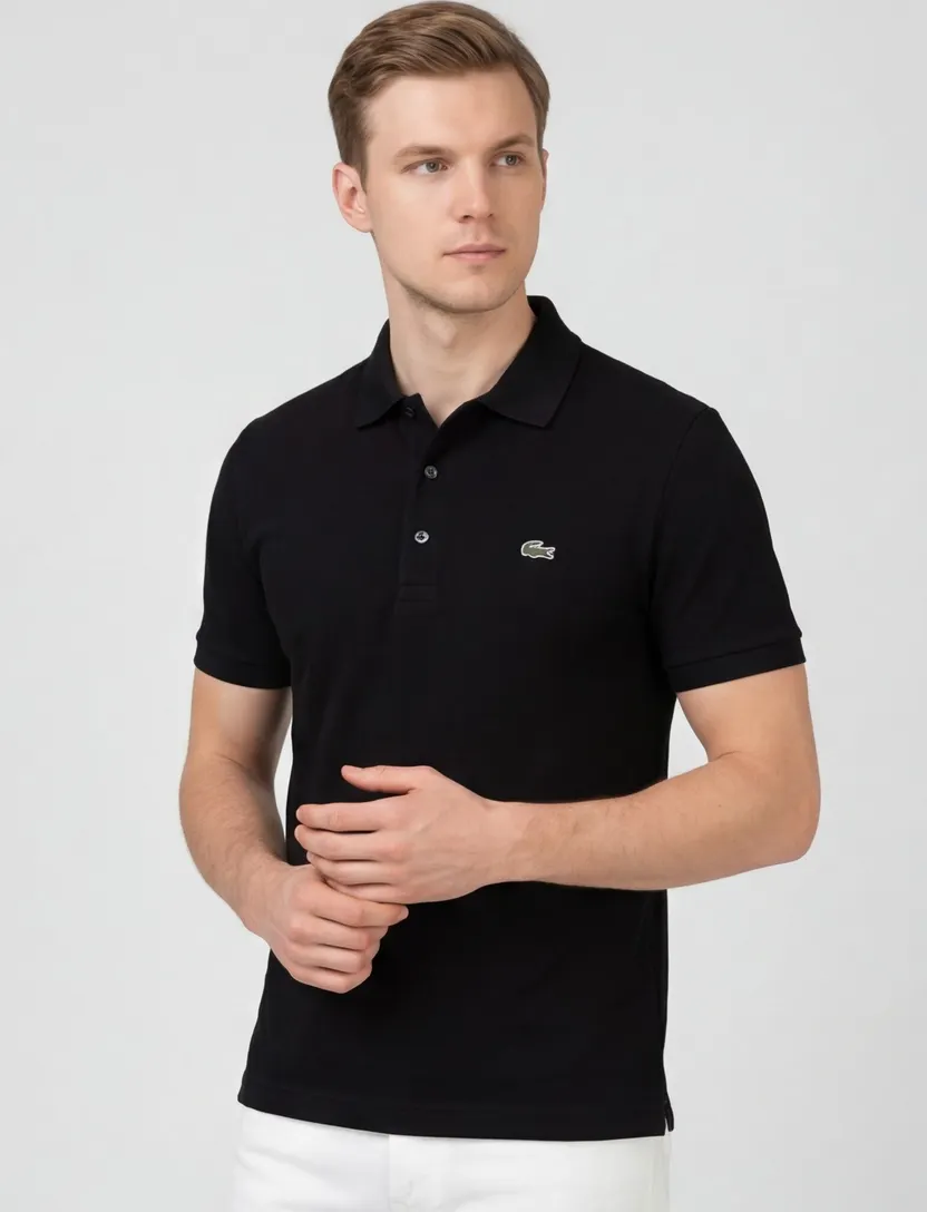 Lacoste polo Slim Fit stretch zwart