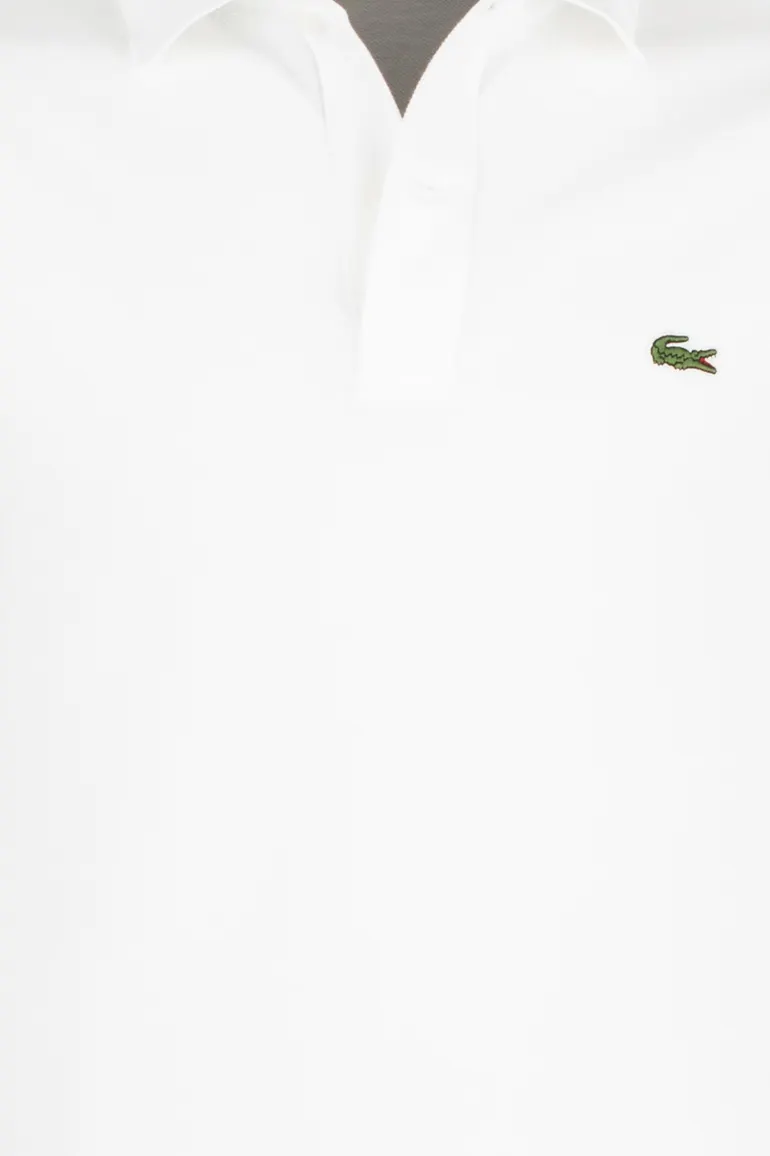 polo Lacoste wit effen katoen slim fit