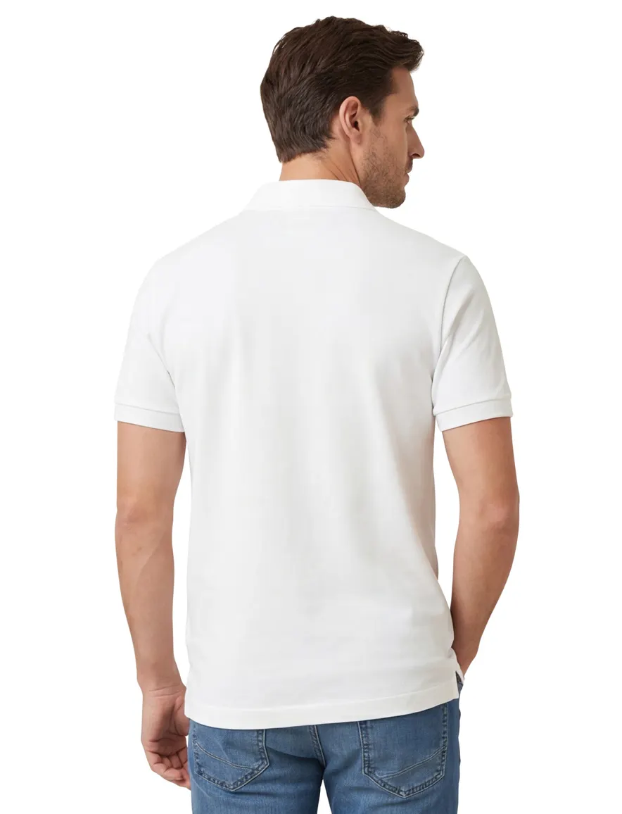 polo Lacoste wit effen katoen slim fit