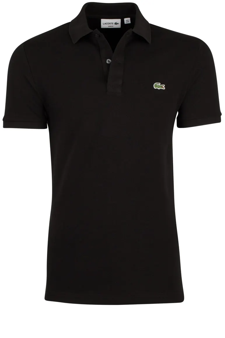 Lacoste polo slim fit zwart effen katoen