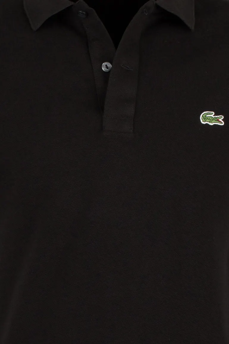 Lacoste polo slim fit zwart effen katoen