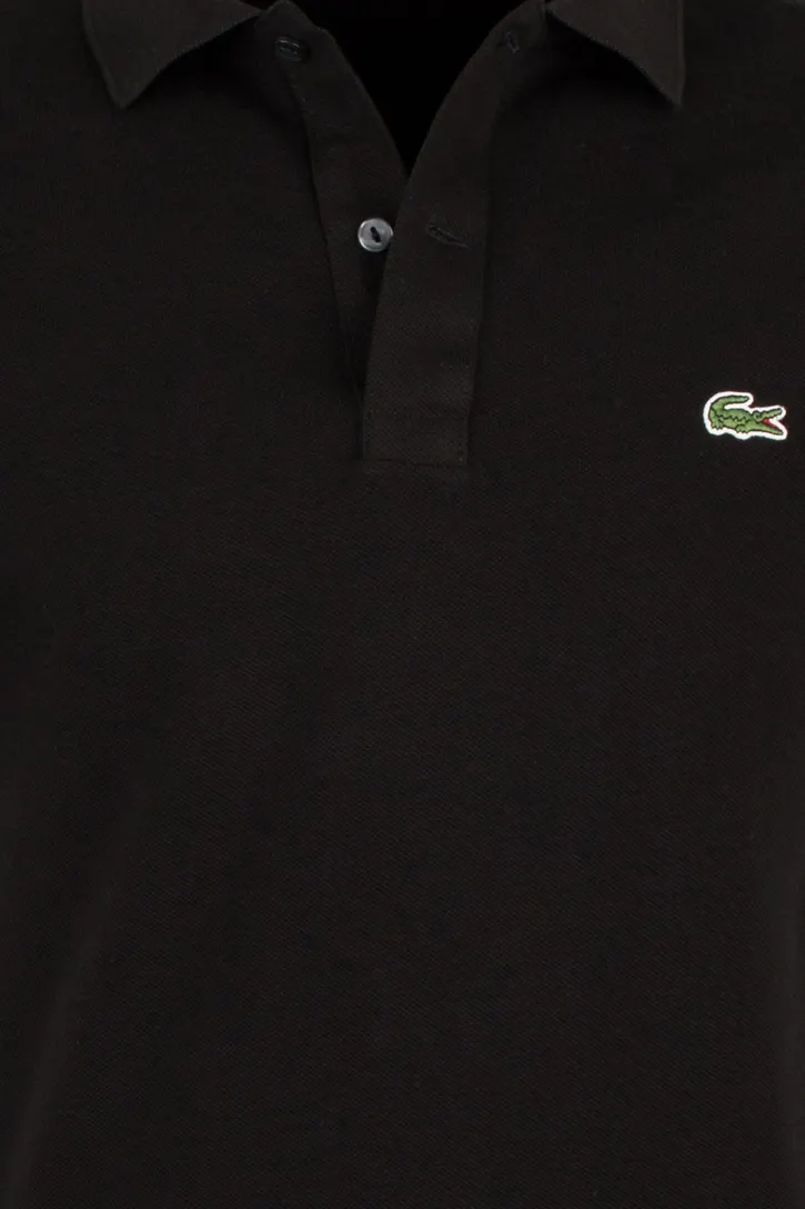 Lacoste polo zwart effen katoen slim fit