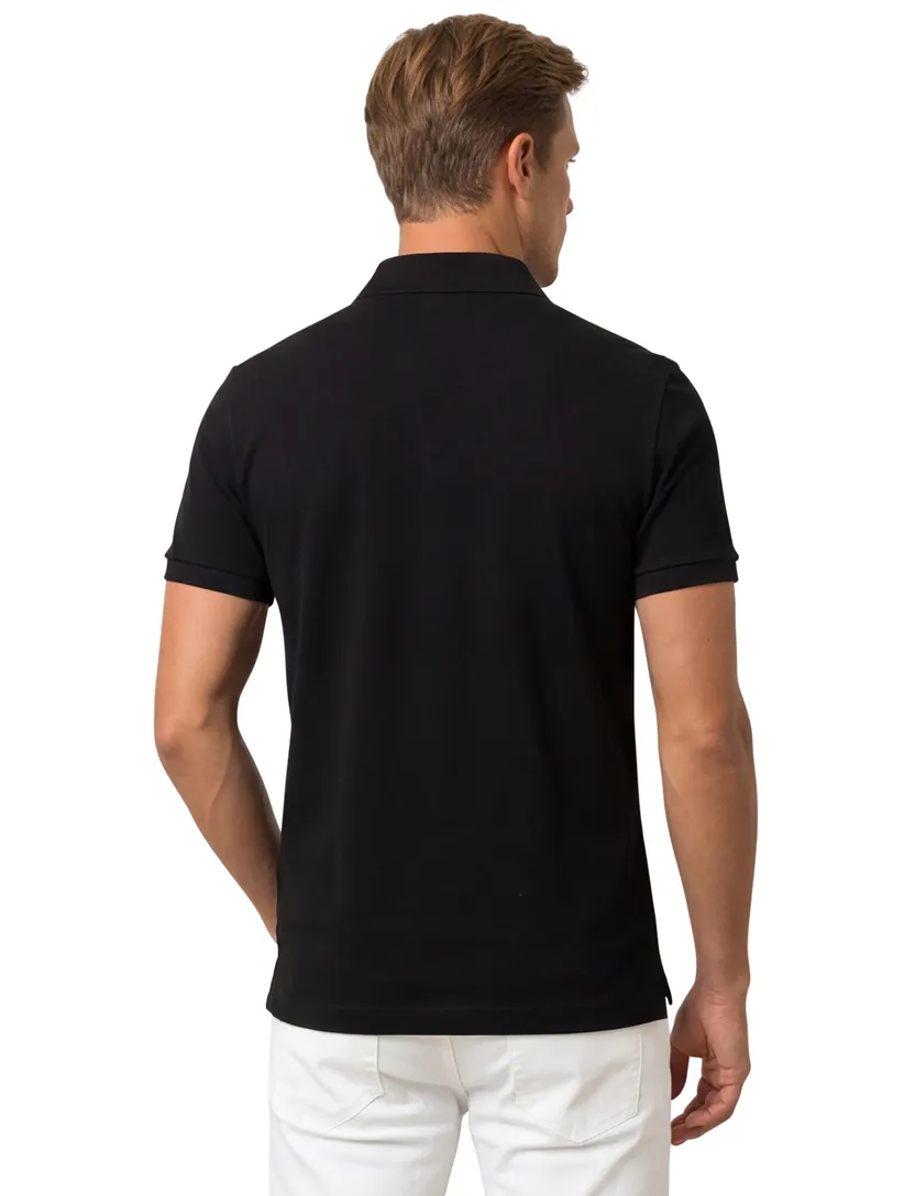 Lacoste polo zwart effen katoen slim fit