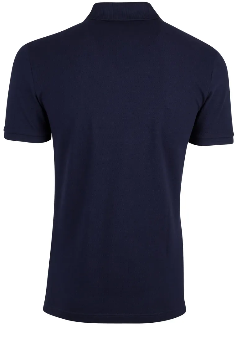 polo Lacoste donkerblauw effen katoen slim fit