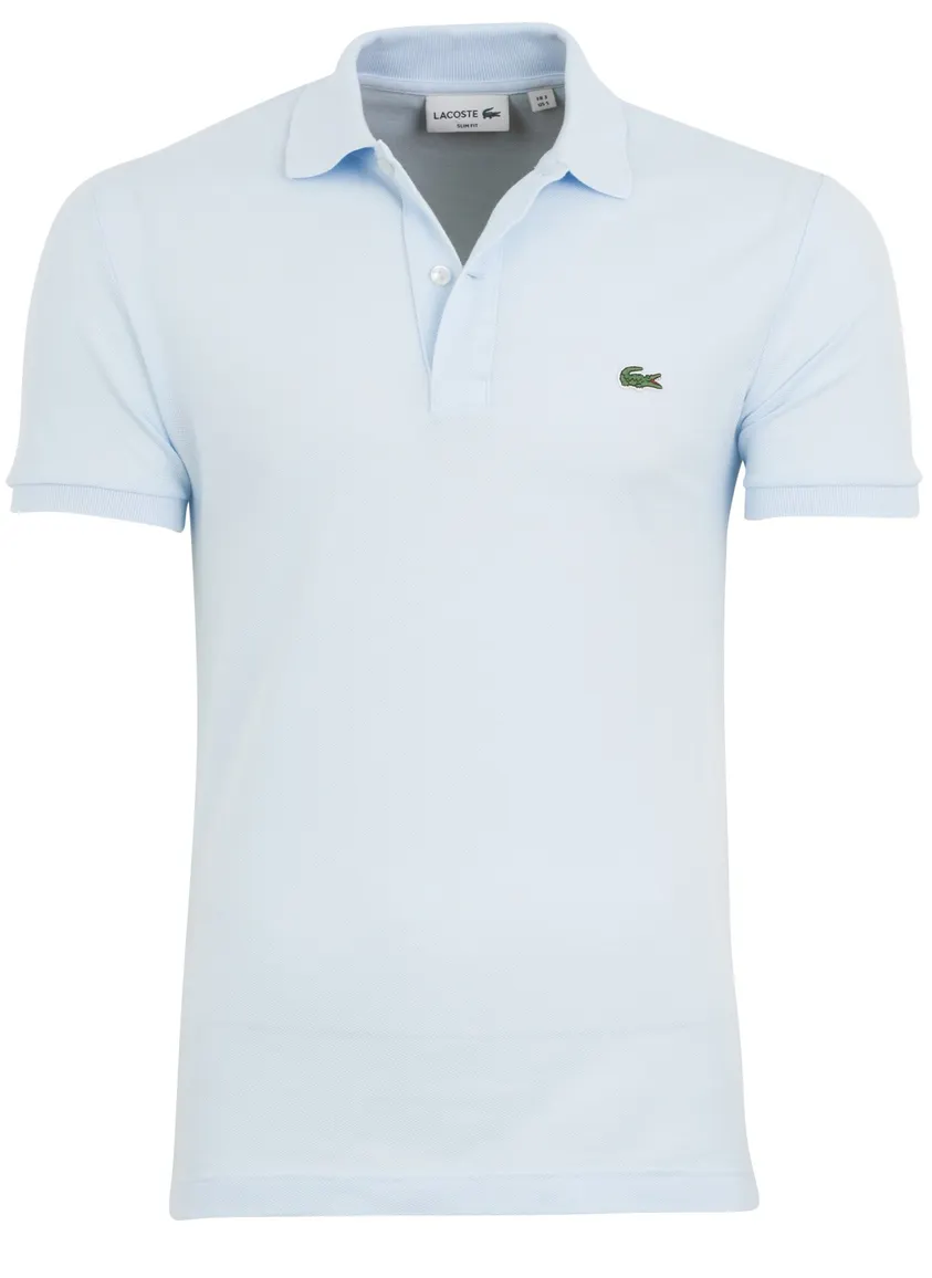 Lacoste polo slim fit lichtblauw effen katoen