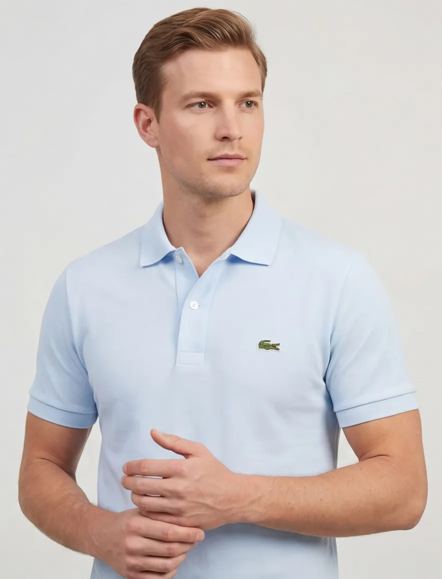 Lacoste polo slim fit lichtblauw effen katoen