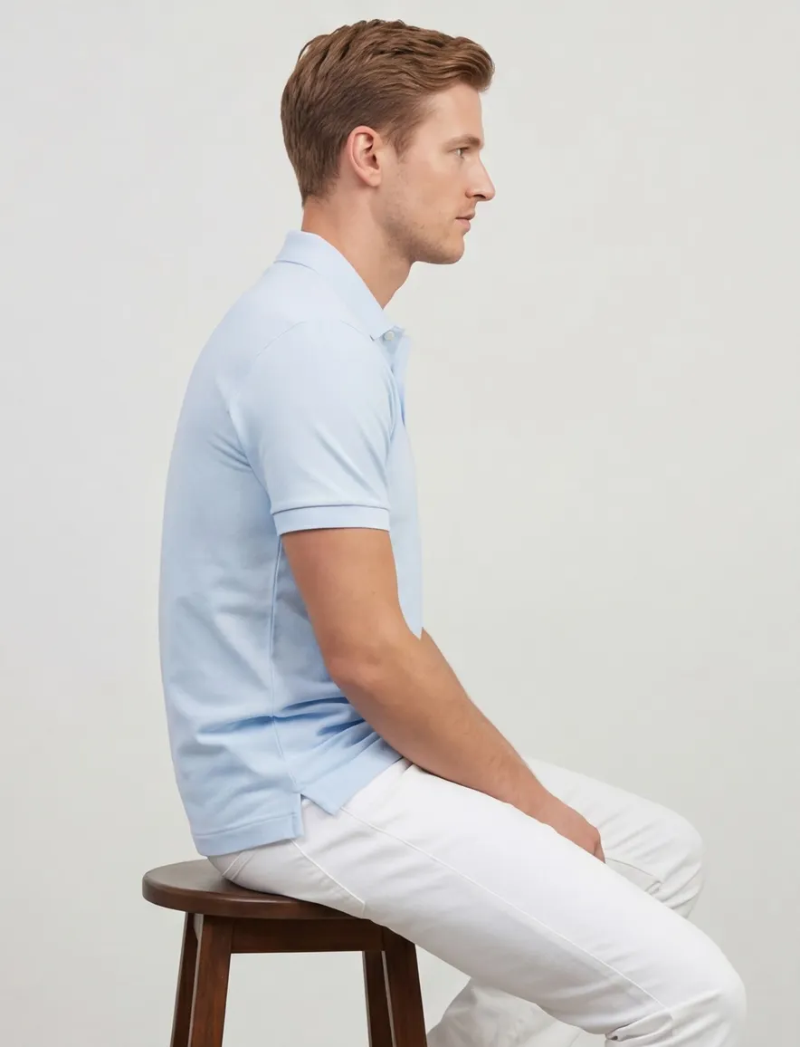 Lacoste polo slim fit lichtblauw effen katoen