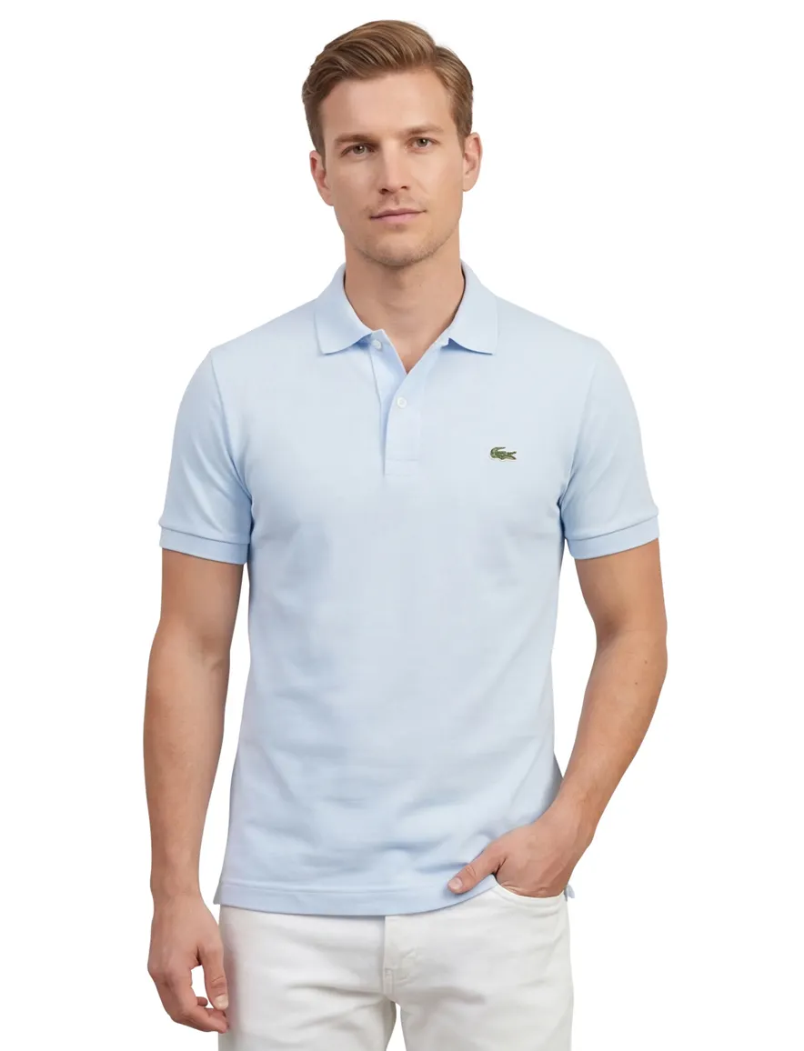 Lacoste polo slim fit lichtblauw effen katoen