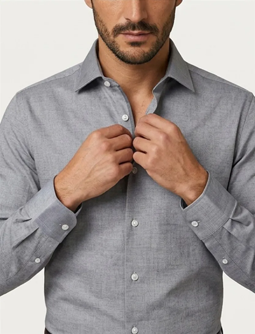 Seidensticker overhemd Shaped grijs chambray