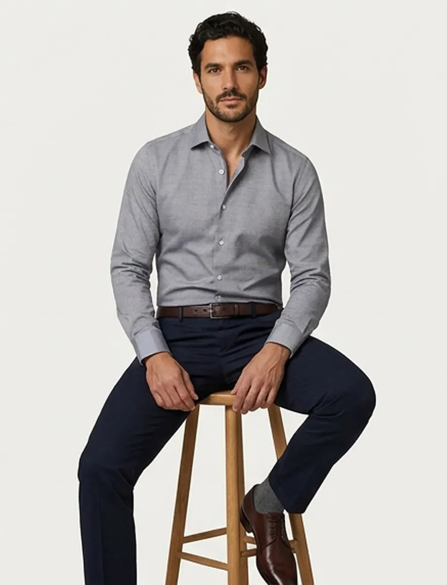 Seidensticker Tailored shirt grijs chambray