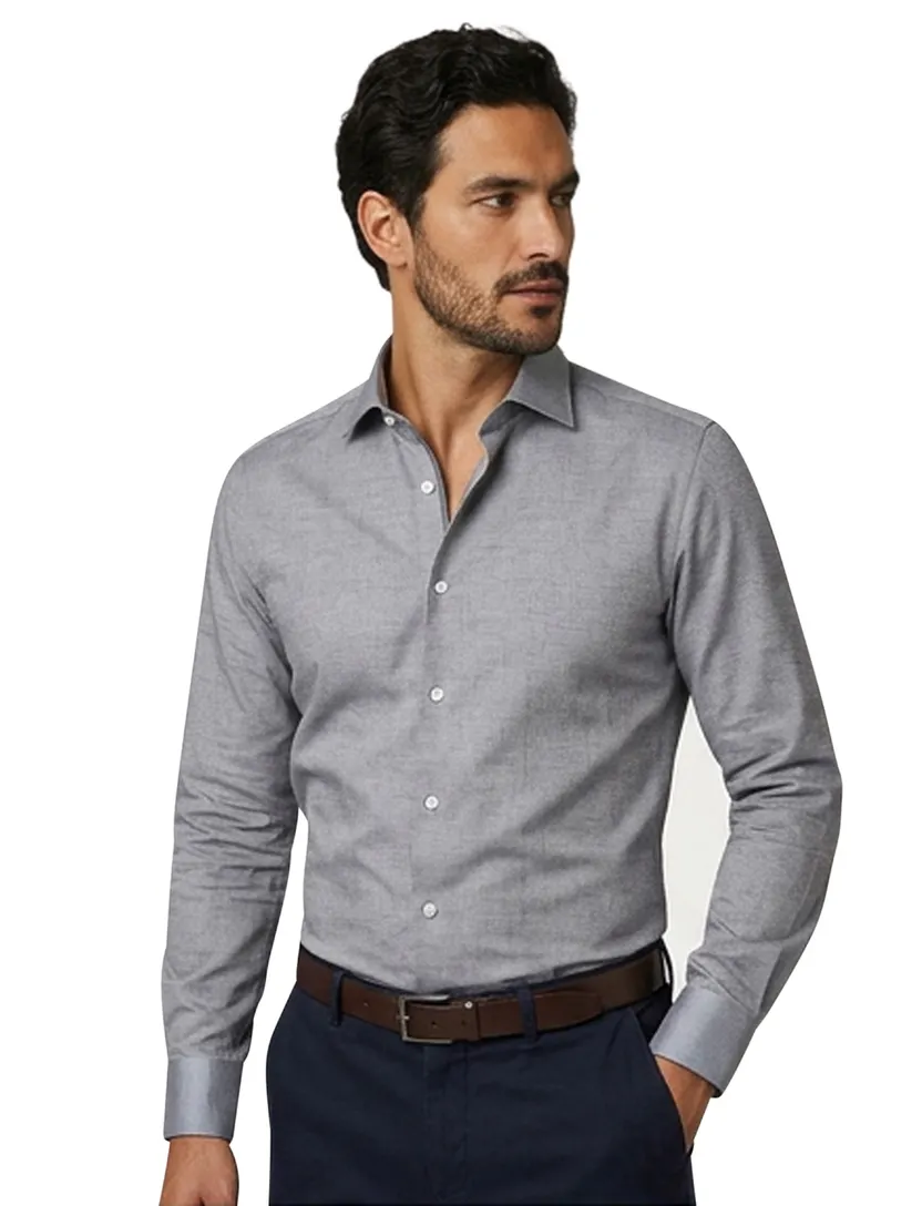 Seidensticker overhemd Shaped grijs chambray