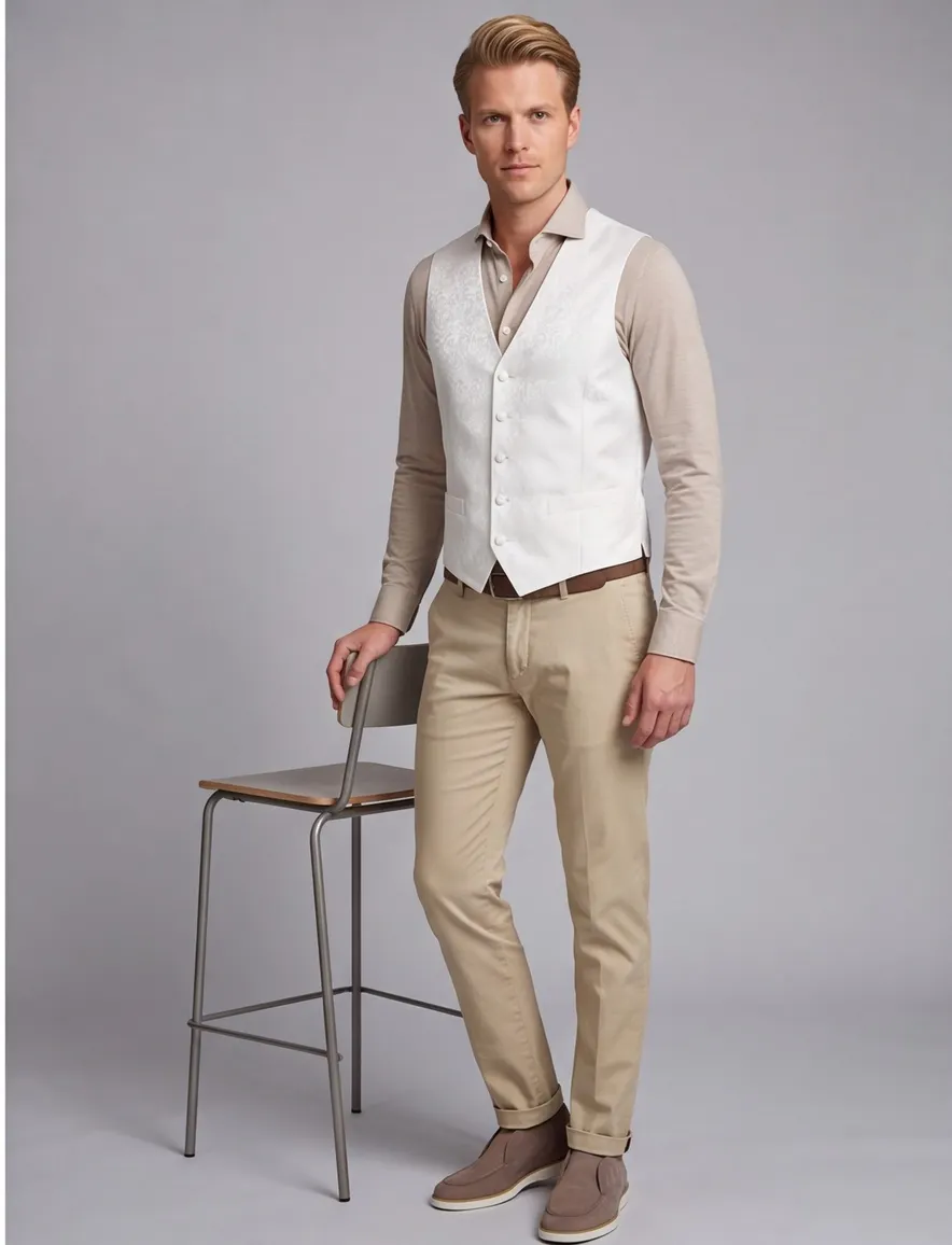 Digel gilet Lambert wit geprint
