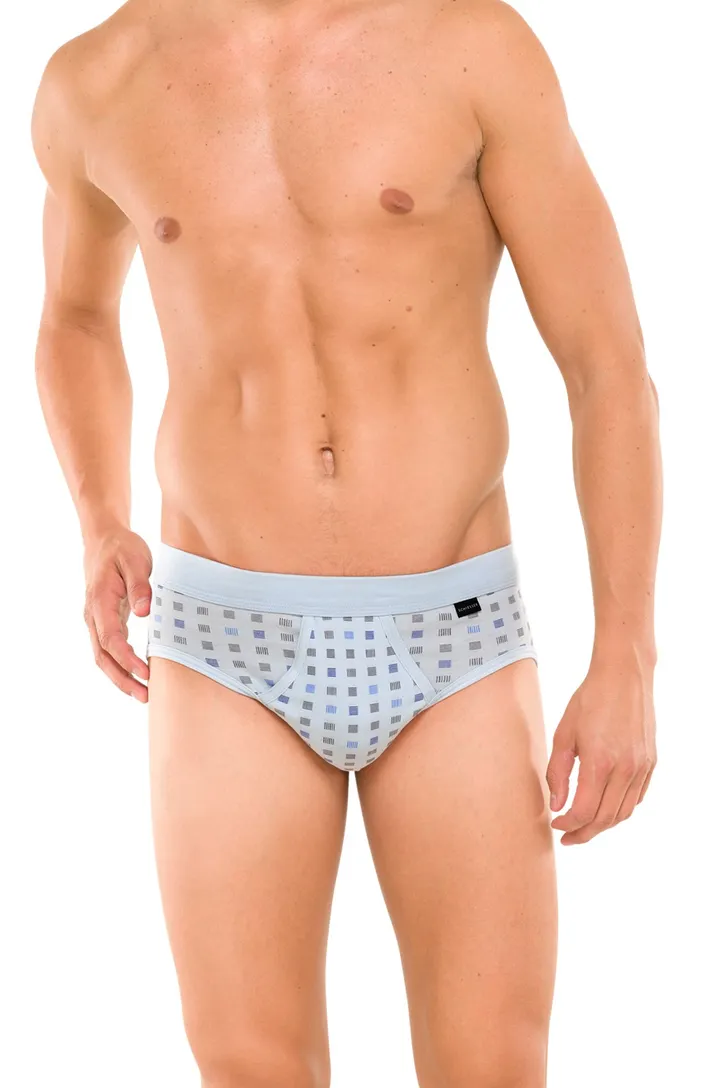 5=4 Schiesser slip lichtblauw motief 2-pack