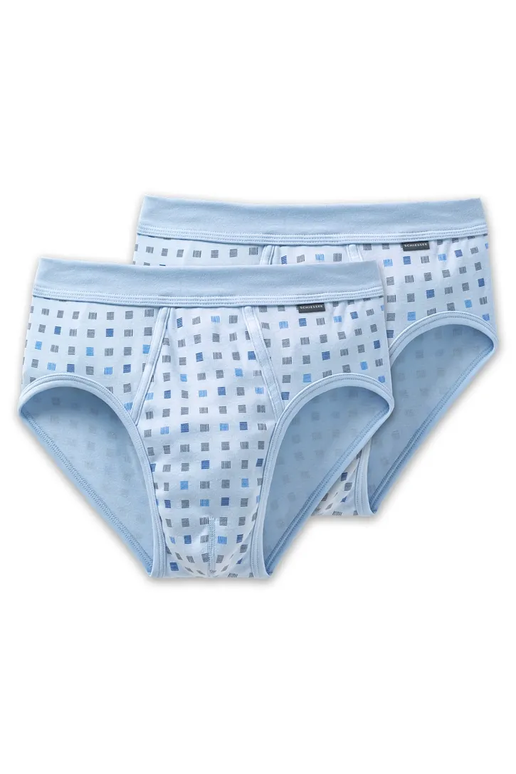 5=4 Schiesser slip lichtblauw motief 2-pack