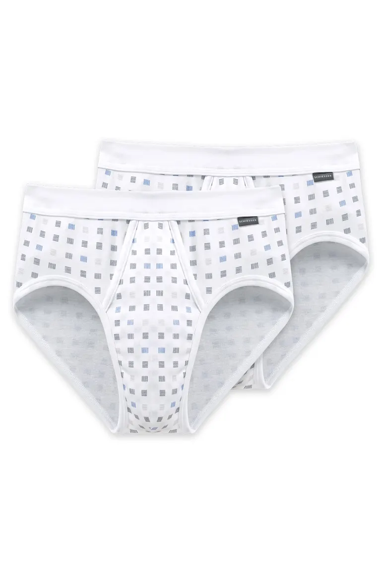 5=4 Schiesser Essentials slip wit motief 2-pack katoen