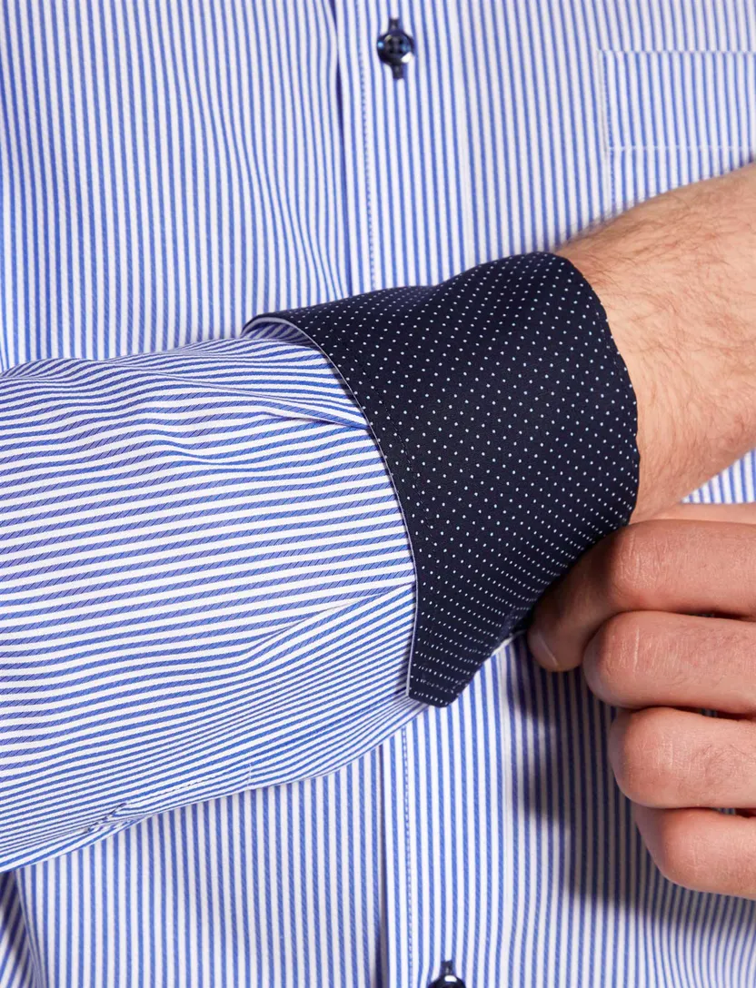 Eterna business overhemd Comfort Fit wijde fit blauw gestreept katoen