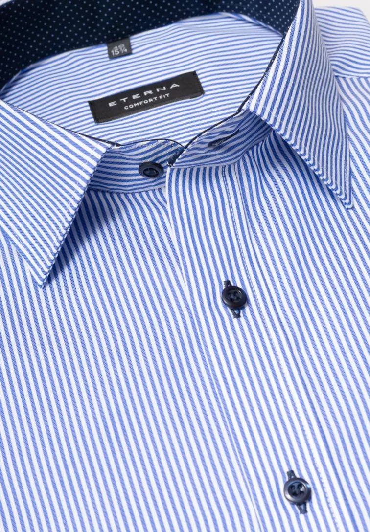 Eterna business overhemd Comfort Fit wijde fit blauw gestreept katoen