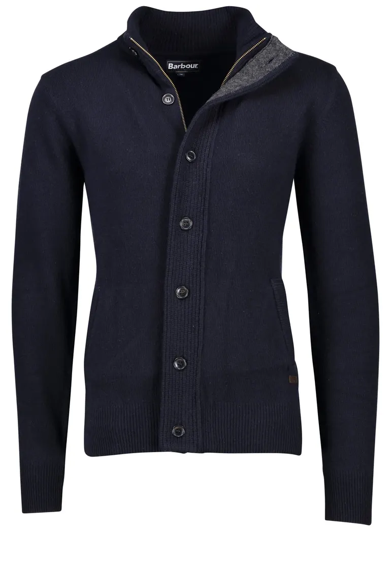 Barbour lamswollen vest opstaande kraag donkerblauw rits + knoop effen