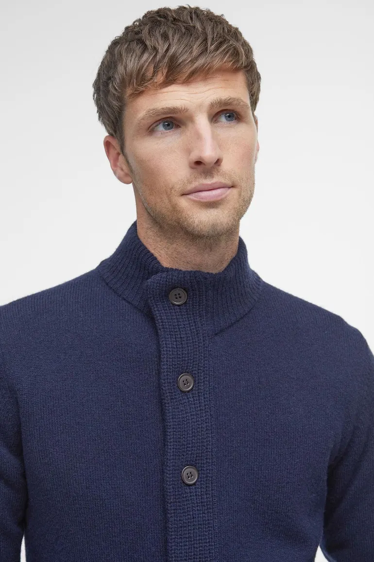 Barbour lamswollen vest opstaande kraag donkerblauw rits + knoop effen