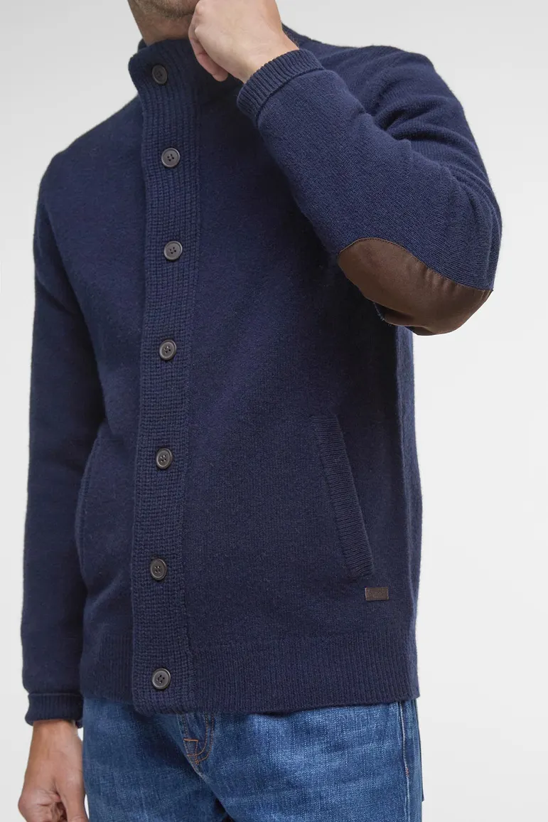 Barbour lamswollen vest opstaande kraag donkerblauw rits + knoop effen