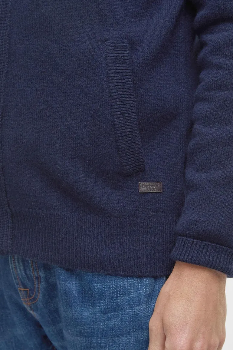 Barbour lamswollen vest opstaande kraag donkerblauw rits + knoop effen