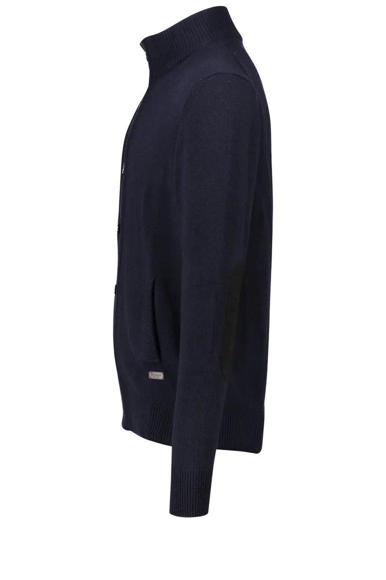 Barbour lamswollen vest opstaande kraag donkerblauw rits + knoop effen