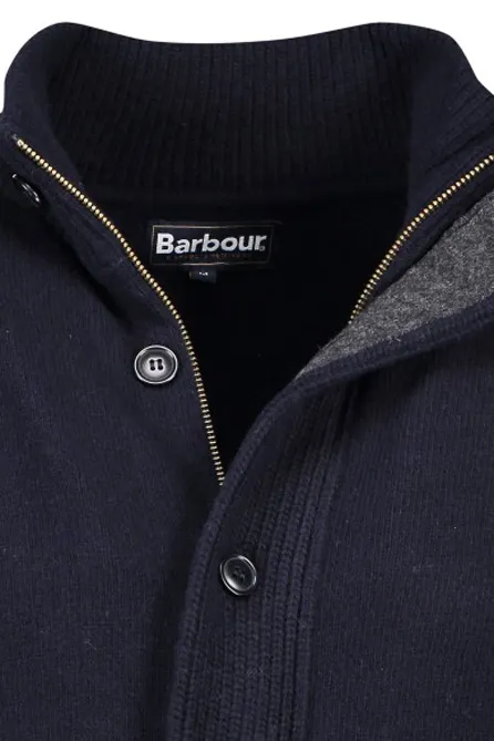 Barbour lamswollen vest opstaande kraag donkerblauw rits + knoop effen