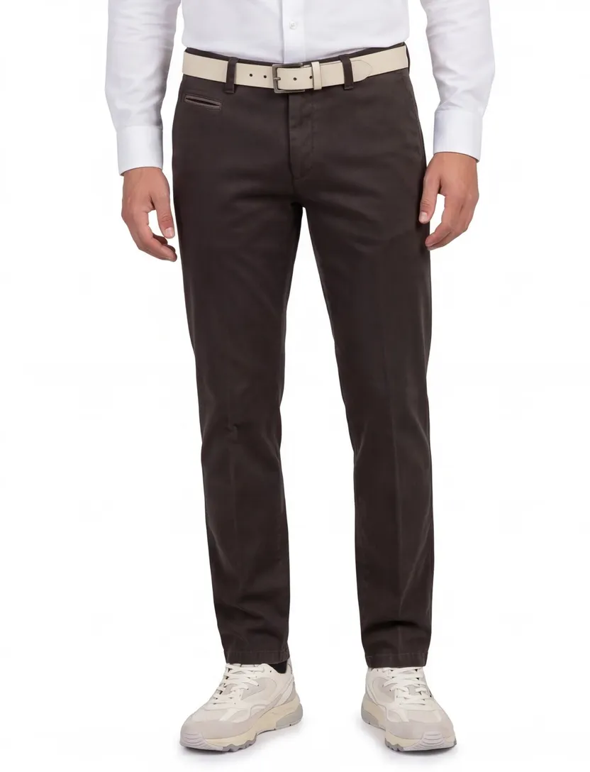 Portofino broek slim fit donkerbruin