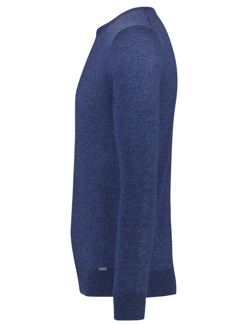 Olymp Level 5 pullover scheerwol navy ronde hals