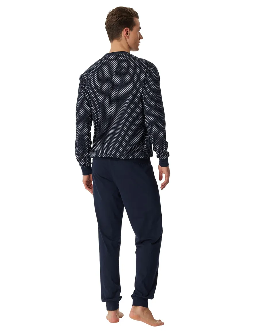 Schiesser herenpyjama donkerblauw motief