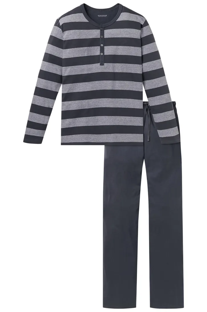 Pyjama Schiesser grijs streepmotief