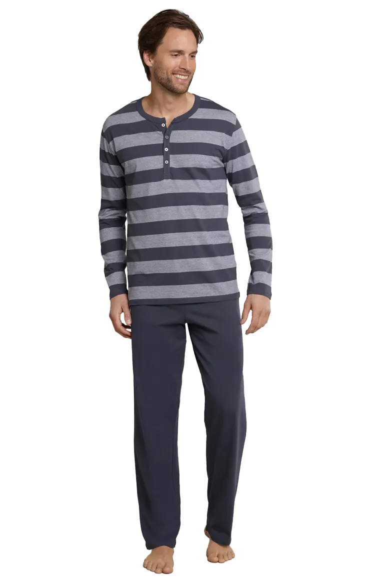 Pyjama Schiesser Ebony grijs streepmotief