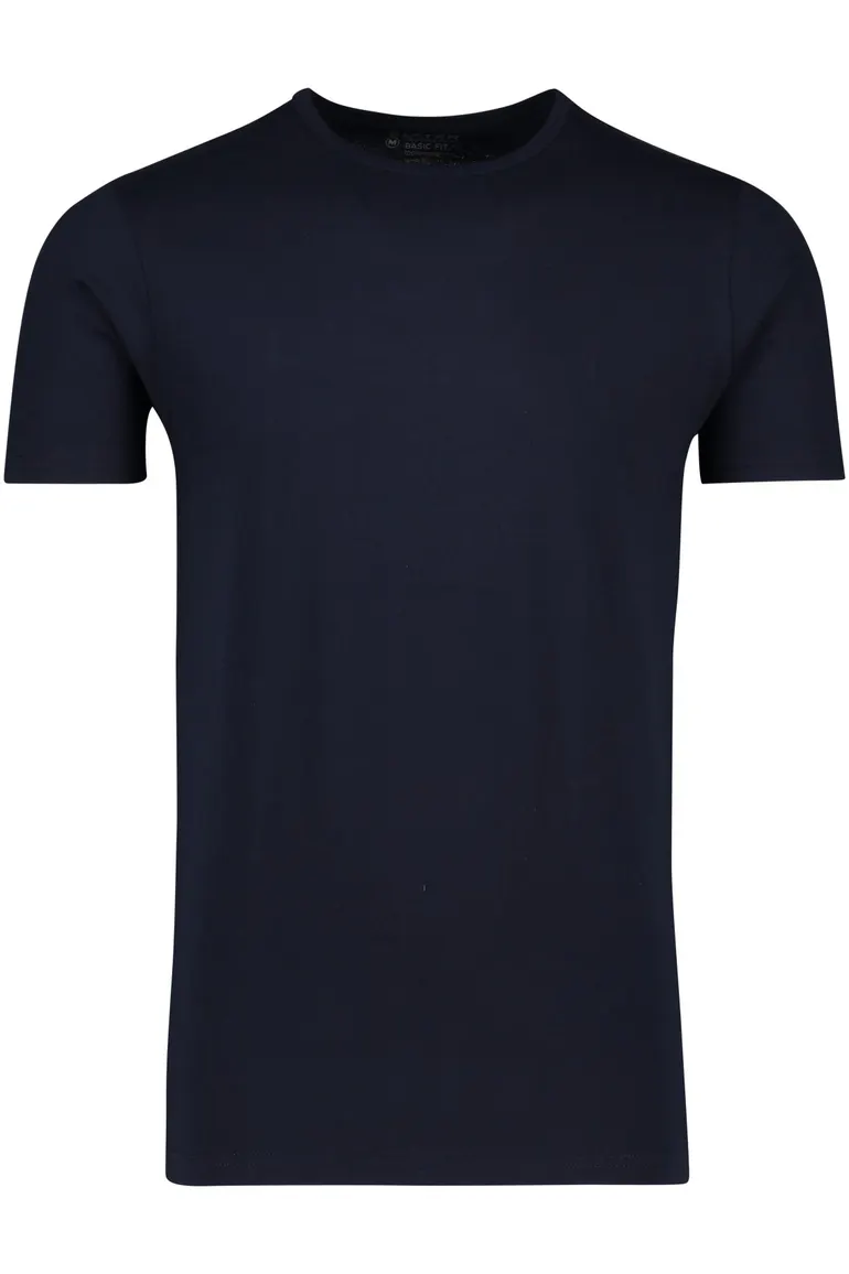 Slater t-shirt donkerblauw effen katoen 2-pack