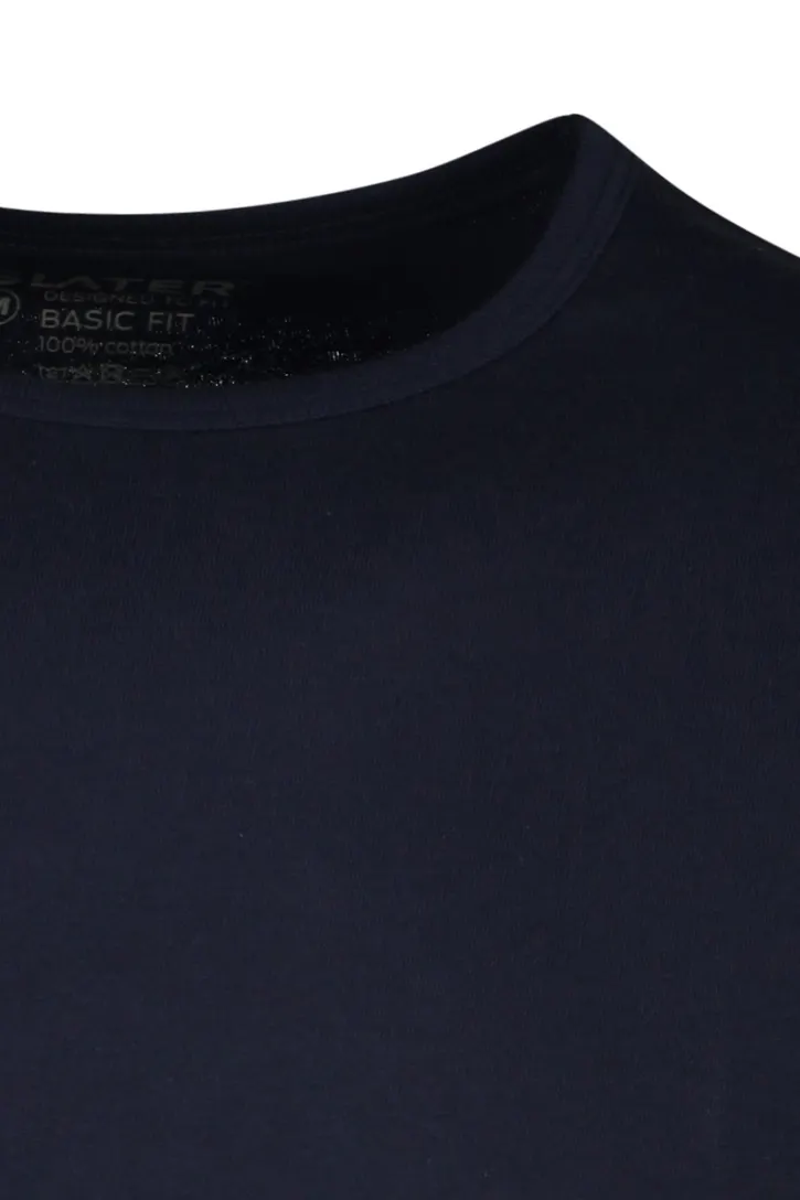 Slater t-shirt donkerblauw 2-pack effen katoen
