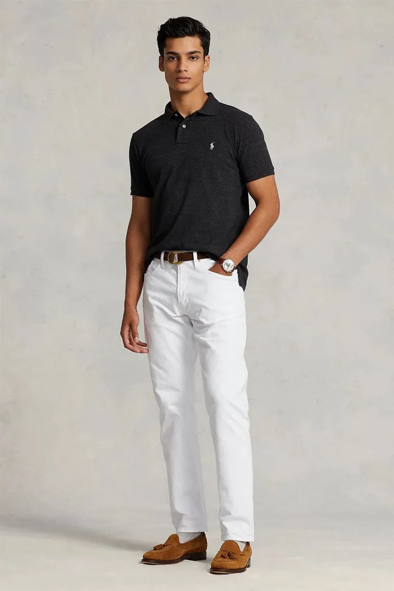 polo Polo Ralph Lauren grijs effen katoen slim fit