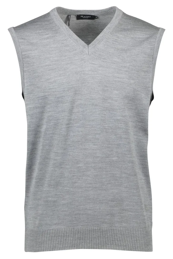 Maerz slipover grijs melange classic fit merinowol