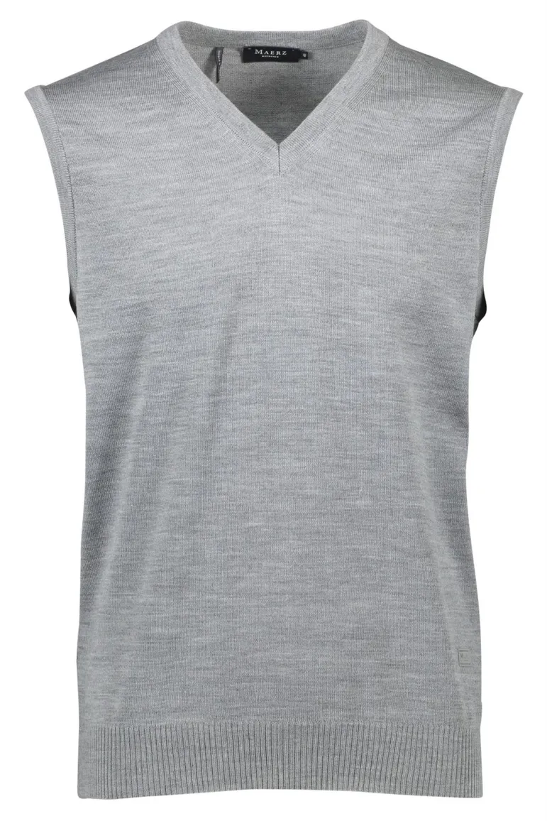 Maerz slipover grijs melange classic fit merinowol